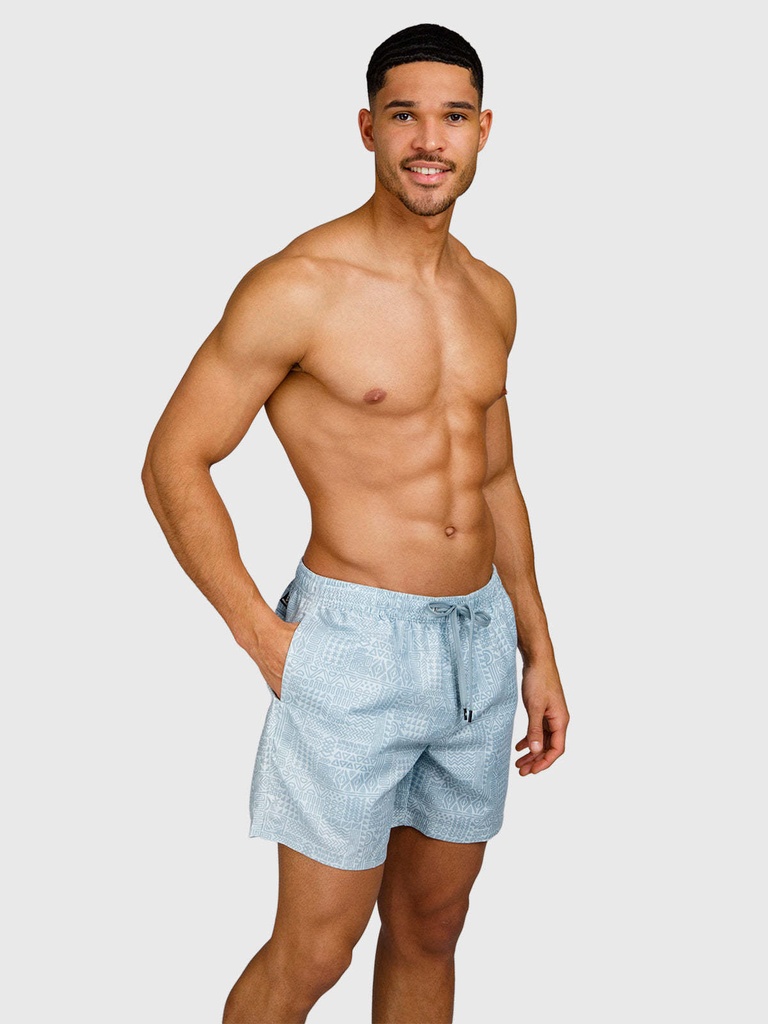Helios-Print Men Swim Shorts - BRUNOTTI Mist S