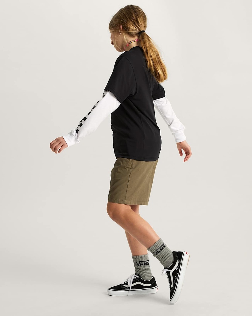 LONG CHECK TWOFER -Tshirt Kids - VANS Black/White L/14ans