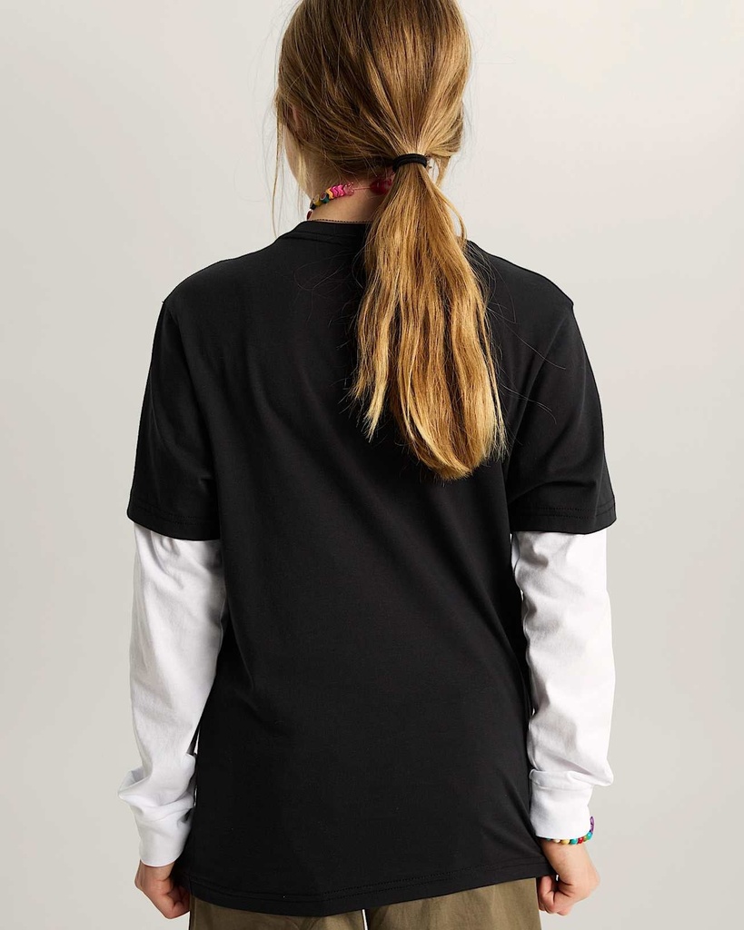 LONG CHECK TWOFER -Tshirt Kids - VANS Black/White L/14ans