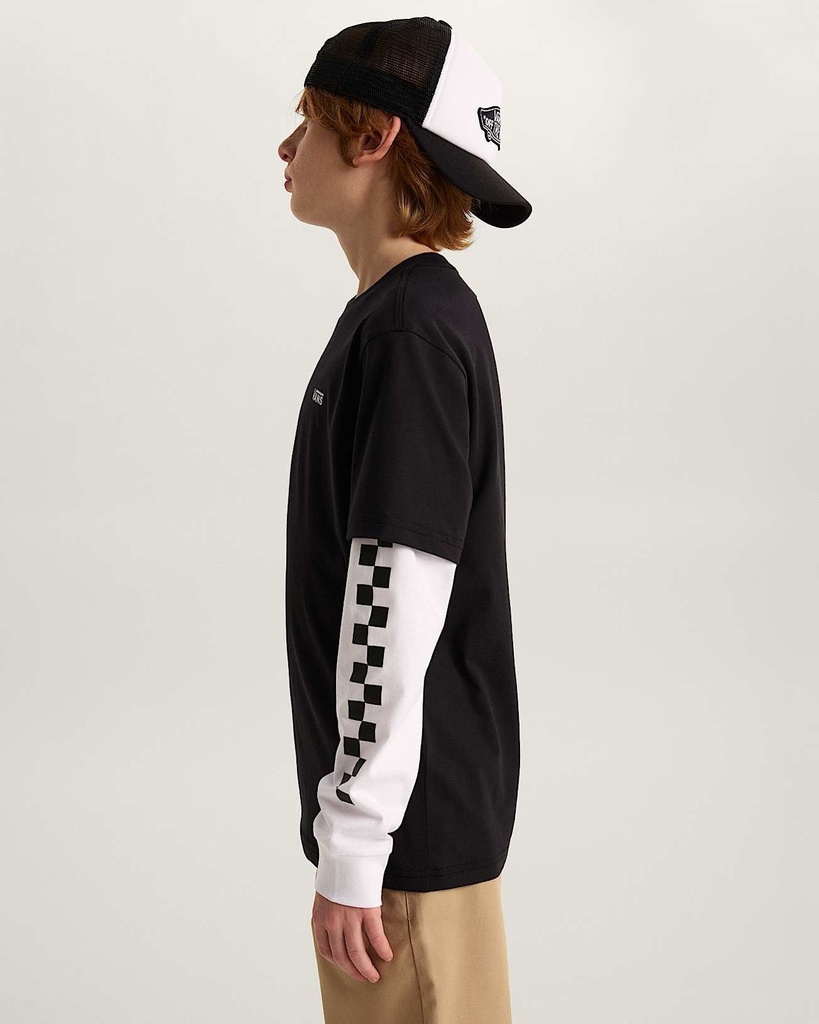LONG CHECK TWOFER -Tshirt Kids - VANS Black/White L/14ans