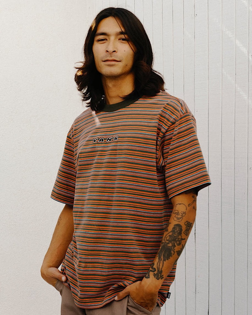 Cameron Stripe SS Knit - VANS OBSIDIAN FERN/L XL