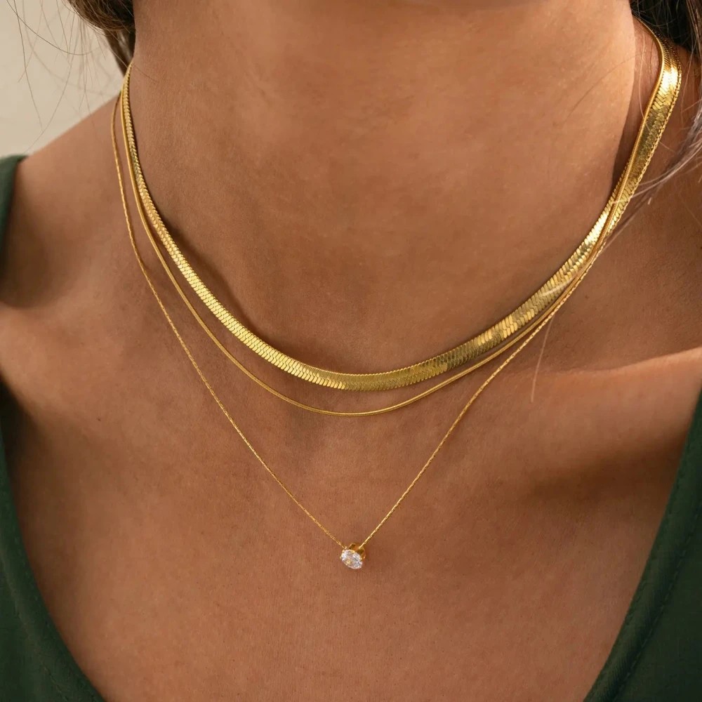I v y - D ouble Snake Chain Necklace Stainless Steel