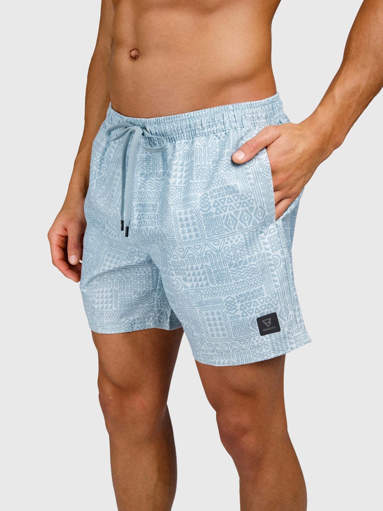 Helios-Print Men Swim Shorts - BRUNOTTI Mist S