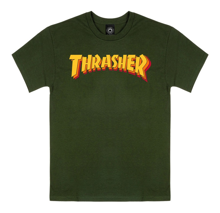 THRASHER T-SHIRT STACKED FOREST GREEN M