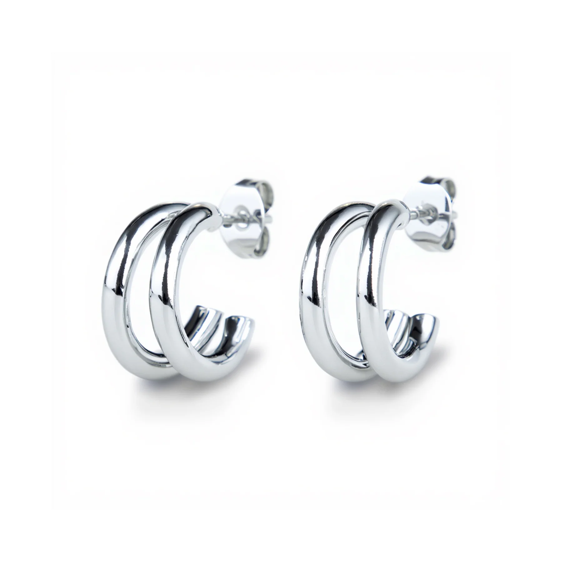 [8543201] H e y l i n - Double Hoop Earrings Stainless Steel - TIMI of SWINEN
